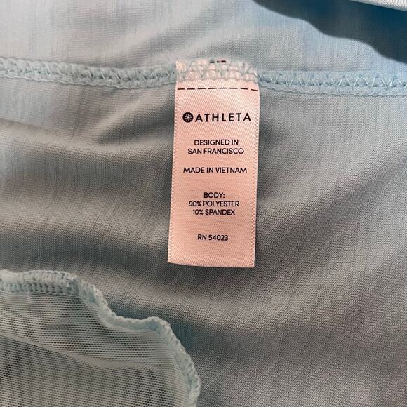 ATHLETA |  Pacifica Ruched Rash Guard 1/2 Zip Active Top Light Blue Sz XL - Picture 5 of 8